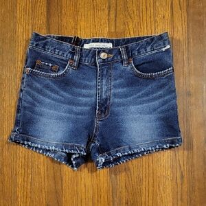 Hesla Jeans Blue Jean Shorts Frayed Hem Mid-Rise